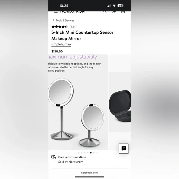 Simplehuman Foldable 5” Mirror w/ Case - Picture 5 of 5